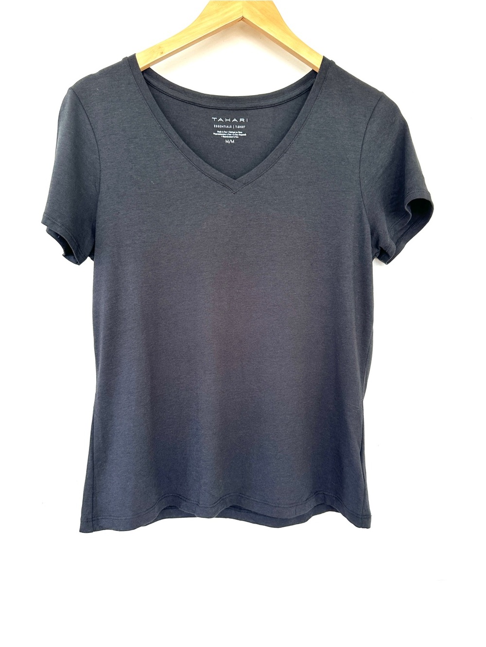 Tahari Short-Sleeve V-Neck Tee in Black